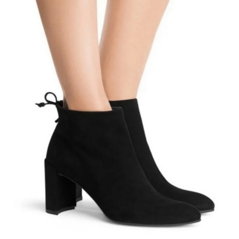 Stuart Weitzman Lofty Black Suede Block Heels Ann… - image 1